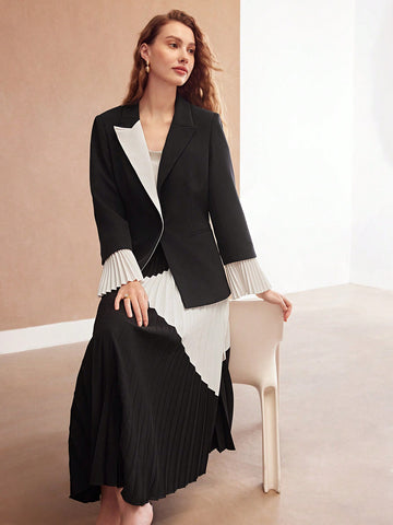 MOTF PREMIUM WOMEN'S COLORBLOCK PLEATED SKIRT MOTF PREMIUM WOMEN'S COLORBLOCK PLEATED SKIRT