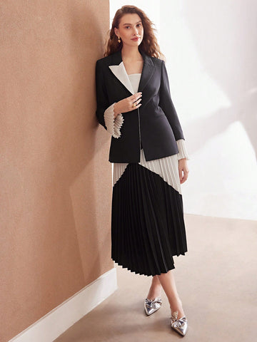 MOTF PREMIUM WOMEN'S COLORBLOCK PLEATED SKIRT MOTF PREMIUM WOMEN'S COLORBLOCK PLEATED SKIRT