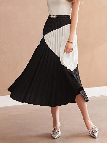 MOTF PREMIUM WOMEN'S COLORBLOCK PLEATED SKIRT MOTF PREMIUM WOMEN'S COLORBLOCK PLEATED SKIRT