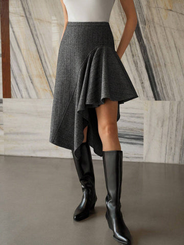 MOTF PREMIUM WOOL ASYMMETRICAL HEM SKIRT MOTF PREMIUM WOOL ASYMMETRICAL HEM SKIRT