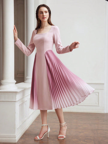 MOTF PREMIUM WOVEN OMBRE PLEATED PANEL DRESS FOR WOMEN MOTF PREMIUM WOVEN OMBRE PLEATED PANEL DRESS FOR WOMEN
