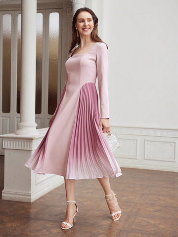 MOTF PREMIUM WOVEN OMBRE PLEATED PANEL DRESS FOR WOMEN MOTF PREMIUM WOVEN OMBRE PLEATED PANEL DRESS FOR WOMEN