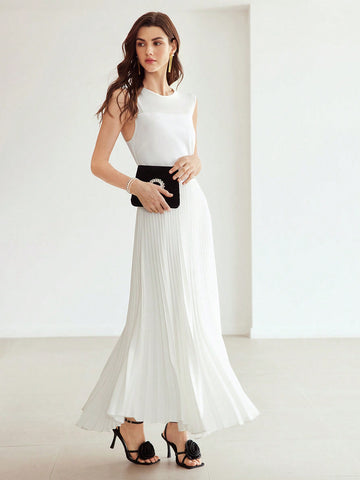 MOTF PREMIUM WOVEN WOMEN'S PLEATED HEM DRESS MOTF PREMIUM WOVEN WOMEN'S PLEATED HEM DRESS