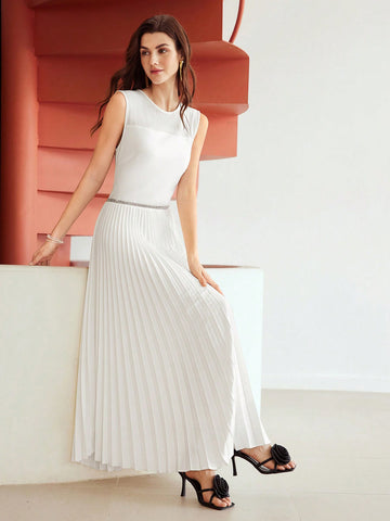 MOTF PREMIUM WOVEN WOMEN'S PLEATED HEM DRESS MOTF PREMIUM WOVEN WOMEN'S PLEATED HEM DRESS