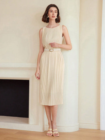 MOTF PREMIUM WOVEN WOMEN'S SOLID PLEATED DRESS MOTF PREMIUM WOVEN WOMEN'S SOLID PLEATED DRESS