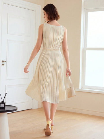 MOTF PREMIUM WOVEN WOMEN'S SOLID PLEATED DRESS MOTF PREMIUM WOVEN WOMEN'S SOLID PLEATED DRESS