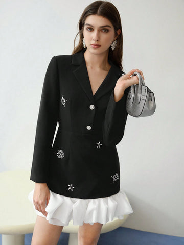 MOTF STUDIO BLACK & WHITE COLORBLOCK RHINESTONE EMBELLISHED MINI DRESS,VALENTINE'S DAY OUTFIT MOTF STUDIO BLACK & WHITE COLORBLOCK RHINESTONE EMBELLISHED MINI DRESS,VALENTINE'S DAY OUTFIT