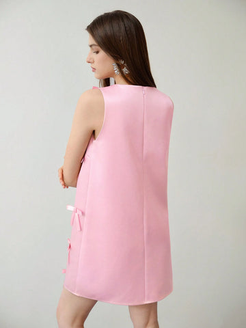 MOTF STUDIO BOW DECOR SLEEVELESS DRESS, VALENTINE'S DAY MOTF STUDIO BOW DECOR SLEEVELESS DRESS, VALENTINE'S DAY