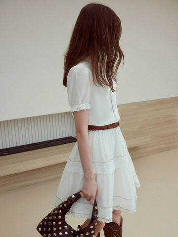 MOTF STUDIO CONTRAST EYELET EMBROIDERY DRESS MOTF STUDIO CONTRAST EYELET EMBROIDERY DRESS