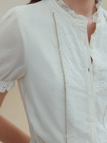 MOTF STUDIO CONTRAST EYELET EMBROIDERY DRESS MOTF STUDIO CONTRAST EYELET EMBROIDERY DRESS