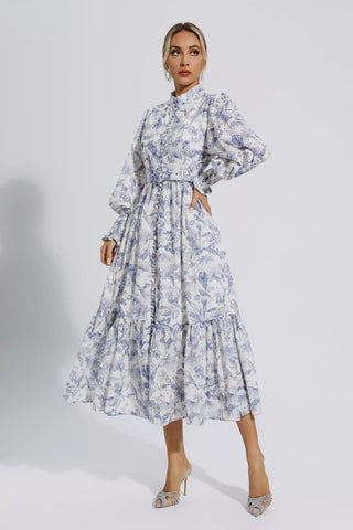 Madilynn Blue Floral Long Sleeve Maxi Dress Madilynn Blue Floral Long Sleeve Maxi Dress