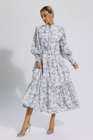 Madilynn Blue Floral Long Sleeve Maxi Dress Madilynn Blue Floral Long Sleeve Maxi Dress