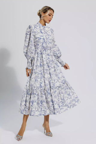 Madilynn Blue Floral Long Sleeve Maxi Dress Madilynn Blue Floral Long Sleeve Maxi Dress