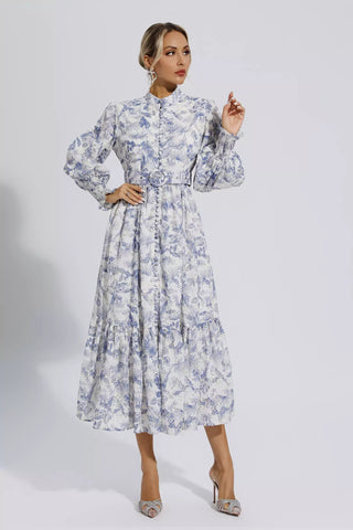 Madilynn Blue Floral Long Sleeve Maxi Dress Madilynn Blue Floral Long Sleeve Maxi Dress