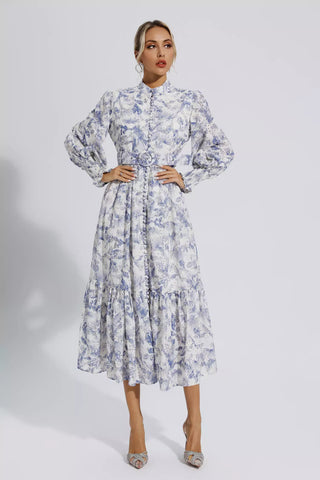 Madilynn Blue Floral Long Sleeve Maxi Dress Madilynn Blue Floral Long Sleeve Maxi Dress