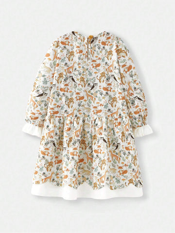 Maija Spring & Summer Young Girl Cute Animal & Ditsy Floral Loose Comfortable Vacation Casual Outing Spring Travel Active Campus Gathered Lantern Sleeve Flounced Hem A-Line Long Sleeve Round Neck Dress Maija Spring & Summer Young Girl Cute Animal & Ditsy Floral Loose Comfortable Vacation Casual Outing Spring Travel Active Campus Gathered Lantern Sleeve Flounced Hem A-Line Long Sleeve Round Neck Dress