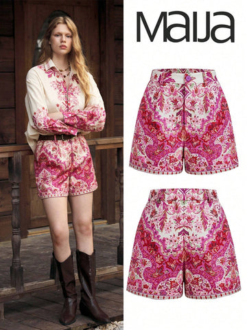 Maija Women's All-Over Print Pocket Casual Shorts Maija Women's All-Over Print Pocket Casual Shorts