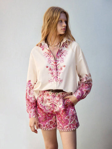 Maija Women's All-Over Print Pocket Casual Shorts Maija Women's All-Over Print Pocket Casual Shorts