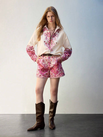 Maija Women's All-Over Print Pocket Casual Shorts Maija Women's All-Over Print Pocket Casual Shorts