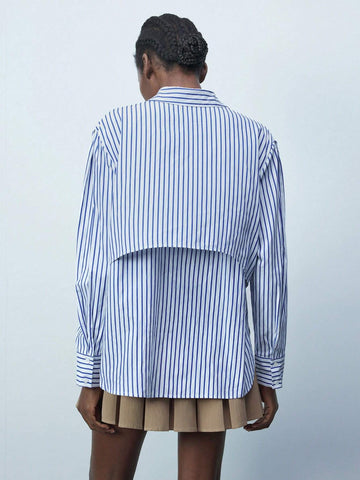 Maija Women's Autumn Letter & Striped Long Sleeve Single-Breasted Casual Shirt Maija Women's Autumn Letter & Striped Long Sleeve Single-Breasted Casual Shirt