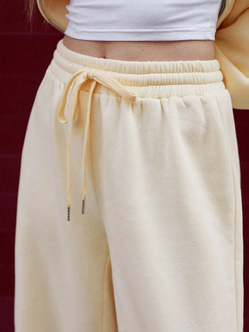Maija Women's Solid Color Belted Wide Leg Loose Casual Sweatpants Maija Women's Solid Color Belted Wide Leg Loose Casual Sweatpants