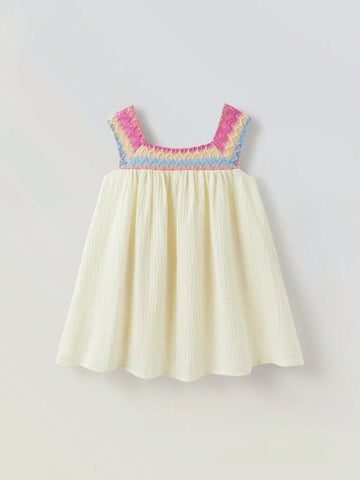 Young Girl Loose Casual Colorblock Patchwork Dress Young Girl Loose Casual Colorblock Patchwork Dress