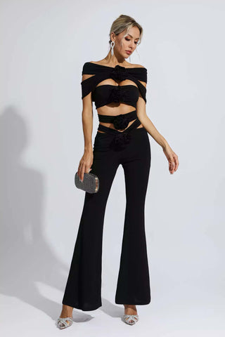 Makenzie Black Floral Cutout Set Makenzie Black Floral Cutout Set