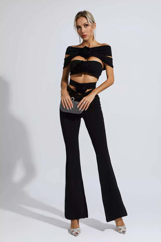 Makenzie Black Floral Cutout Set Makenzie Black Floral Cutout Set
