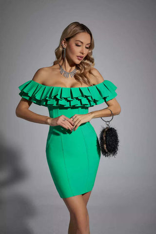 Marley Green Ruffle Mini Bodycon Dress Marley Green Ruffle Mini Bodycon Dress