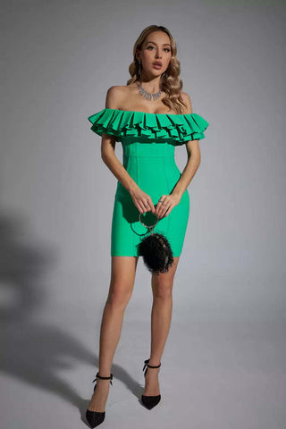 Marley Green Ruffle Mini Bodycon Dress Marley Green Ruffle Mini Bodycon Dress