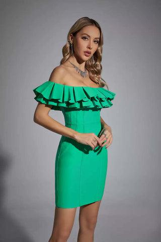 Marley Green Ruffle Mini Bodycon Dress Marley Green Ruffle Mini Bodycon Dress