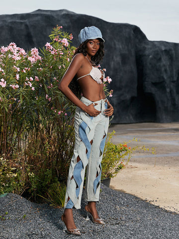 Mehetabel Cutout Denim Pants In Light Blue Mehetabel Cutout Denim Pants In Light Blue