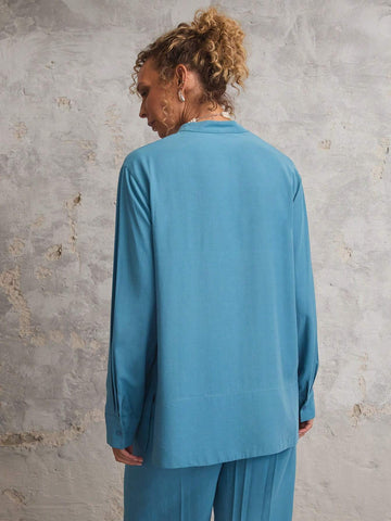 Miaspire Women's Solid Color V-Neck With Pockets Long Sleeve Blouse Miaspire Women's Solid Color V-Neck With Pockets Long Sleeve Blouse