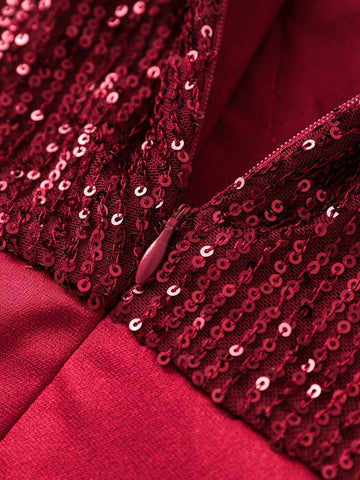 Mid-Length Stand-Up Collar Sequin Dress, Casual Three-Quarter Sleeve Dress For Women, Suitable For Wedding Parties And Daily Casual Wear, Can Be Worn In All Seasons Mid-Length Stand-Up Collar Sequin Dress, Casual Three-Quarter Sleeve Dress For Women, Suitable For Wedding Parties And Daily Casual Wear, Can Be Worn In All Seasons