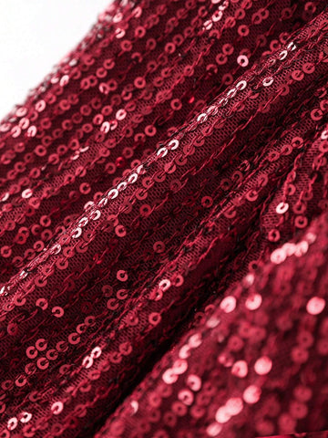 Mid-Length Stand-Up Collar Sequin Dress, Casual Three-Quarter Sleeve Dress For Women, Suitable For Wedding Parties And Daily Casual Wear, Can Be Worn In All Seasons Mid-Length Stand-Up Collar Sequin Dress, Casual Three-Quarter Sleeve Dress For Women, Suitable For Wedding Parties And Daily Casual Wear, Can Be Worn In All Seasons