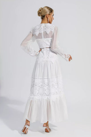 Mina White Lace Cutout Maxi Dress Mina White Lace Cutout Maxi Dress