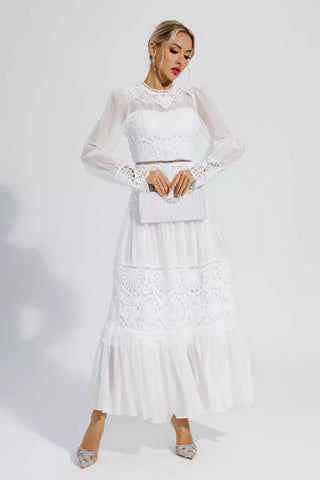Mina White Lace Cutout Maxi Dress Mina White Lace Cutout Maxi Dress