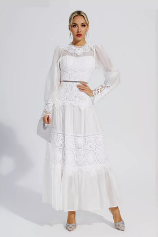 Mina White Lace Cutout Maxi Dress Mina White Lace Cutout Maxi Dress