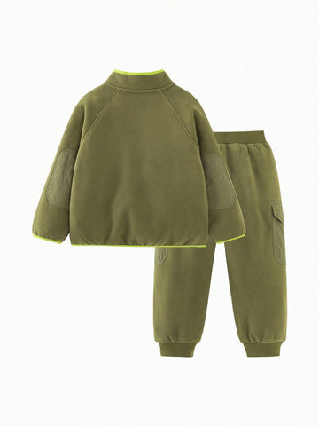 Mini Bala Boys' And Girls' Long Sleeve Suit Baby Loose Fashion Workwear Style Corduroy Patchwork Clothes Mini Bala Boys' And Girls' Long Sleeve Suit Baby Loose Fashion Workwear Style Corduroy Patchwork Clothes