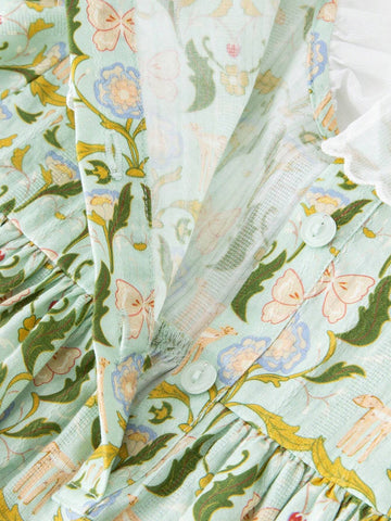 Mini Bala Girls Dress Baby Cute Doll Collar Bubble Sleeve Pure Cotton Fresh Print Princess Dress Mini Bala Girls Dress Baby Cute Doll Collar Bubble Sleeve Pure Cotton Fresh Print Princess Dress