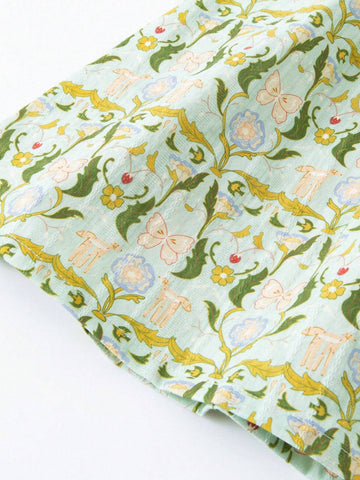 Mini Bala Girls Dress Baby Cute Doll Collar Bubble Sleeve Pure Cotton Fresh Print Princess Dress Mini Bala Girls Dress Baby Cute Doll Collar Bubble Sleeve Pure Cotton Fresh Print Princess Dress