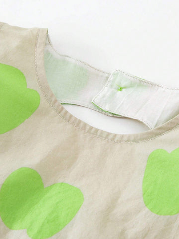 Mini Bala Girls Dress Little Fly Sleeves Cute Print Love Heart Openwork Breathable Pure Cotton Princess Dress Mini Bala Girls Dress Little Fly Sleeves Cute Print Love Heart Openwork Breathable Pure Cotton Princess Dress