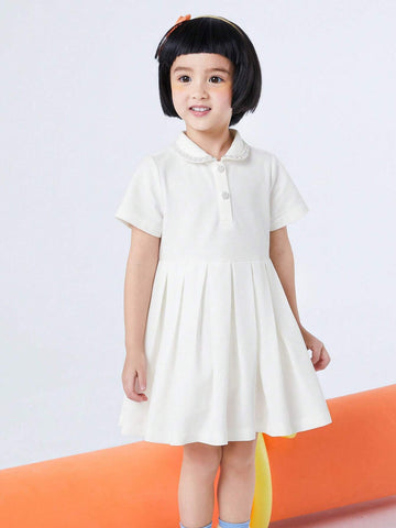 Mini Bala Girls' Dress Summer Little Child Breathable Xiaoxiang Style Collar A-Line Dress Mini Bala Girls' Dress Summer Little Child Breathable Xiaoxiang Style Collar A-Line Dress