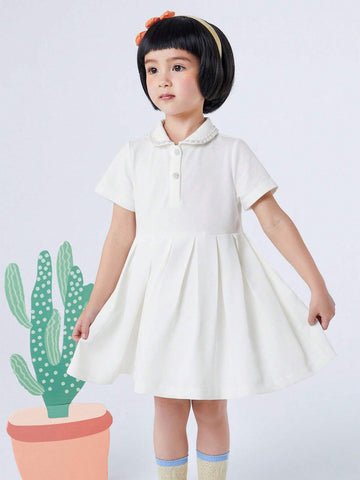 Mini Bala Girls' Dress Summer Little Child Breathable Xiaoxiang Style Collar A-Line Dress Mini Bala Girls' Dress Summer Little Child Breathable Xiaoxiang Style Collar A-Line Dress