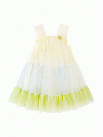 Mini Bala Girls' Dress Summer Pure Cotton Sweet Ocean Style Net Bubble Skirt Loose Stylish Versatile Mini Bala Girls' Dress Summer Pure Cotton Sweet Ocean Style Net Bubble Skirt Loose Stylish Versatile