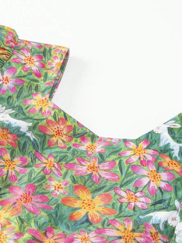 Mini Bala Girls' Dress Summer Pure Cotton Sweet Ocean Style Net Bubble Skirt Loose Stylish Versatile Mini Bala Girls' Dress Summer Pure Cotton Sweet Ocean Style Net Bubble Skirt Loose Stylish Versatile