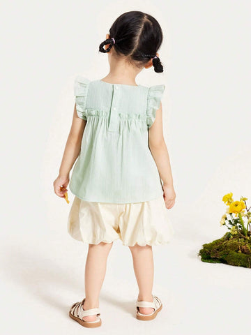 Mini Bala Girls Short Sleeve Shirt 2024 Summer New Baby Cotton Breathable Solid Color Top Mini Bala Girls Short Sleeve Shirt 2024 Summer New Baby Cotton Breathable Solid Color Top
