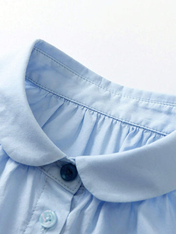 Mini Bala Girls Short Sleeve Shirt Summer New Baby Fashion Sweet Fashion Bubble Sleeve Collar Clothes Mini Bala Girls Short Sleeve Shirt Summer New Baby Fashion Sweet Fashion Bubble Sleeve Collar Clothes