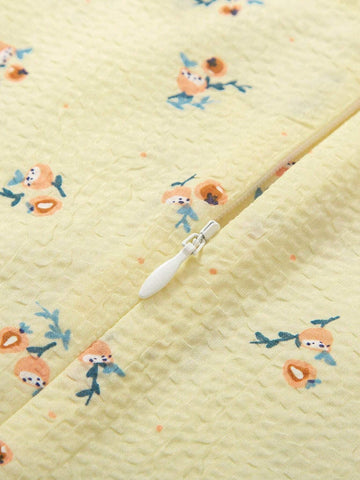 Mini Bala Girls' Summer Dress Year Old Baby Sweat Absorbing Pure Cotton Full Print Bubble Sleeve Dress Mini Bala Girls' Summer Dress Year Old Baby Sweat Absorbing Pure Cotton Full Print Bubble Sleeve Dress