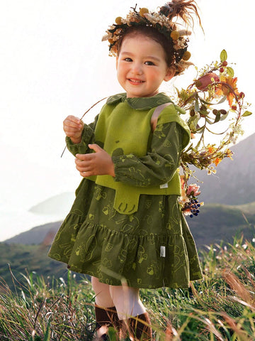Mini Bala Young Girls Long Sleeve Suit Winter Baby Vest Dress Children's Suit Mini Bala Young Girls Long Sleeve Suit Winter Baby Vest Dress Children's Suit